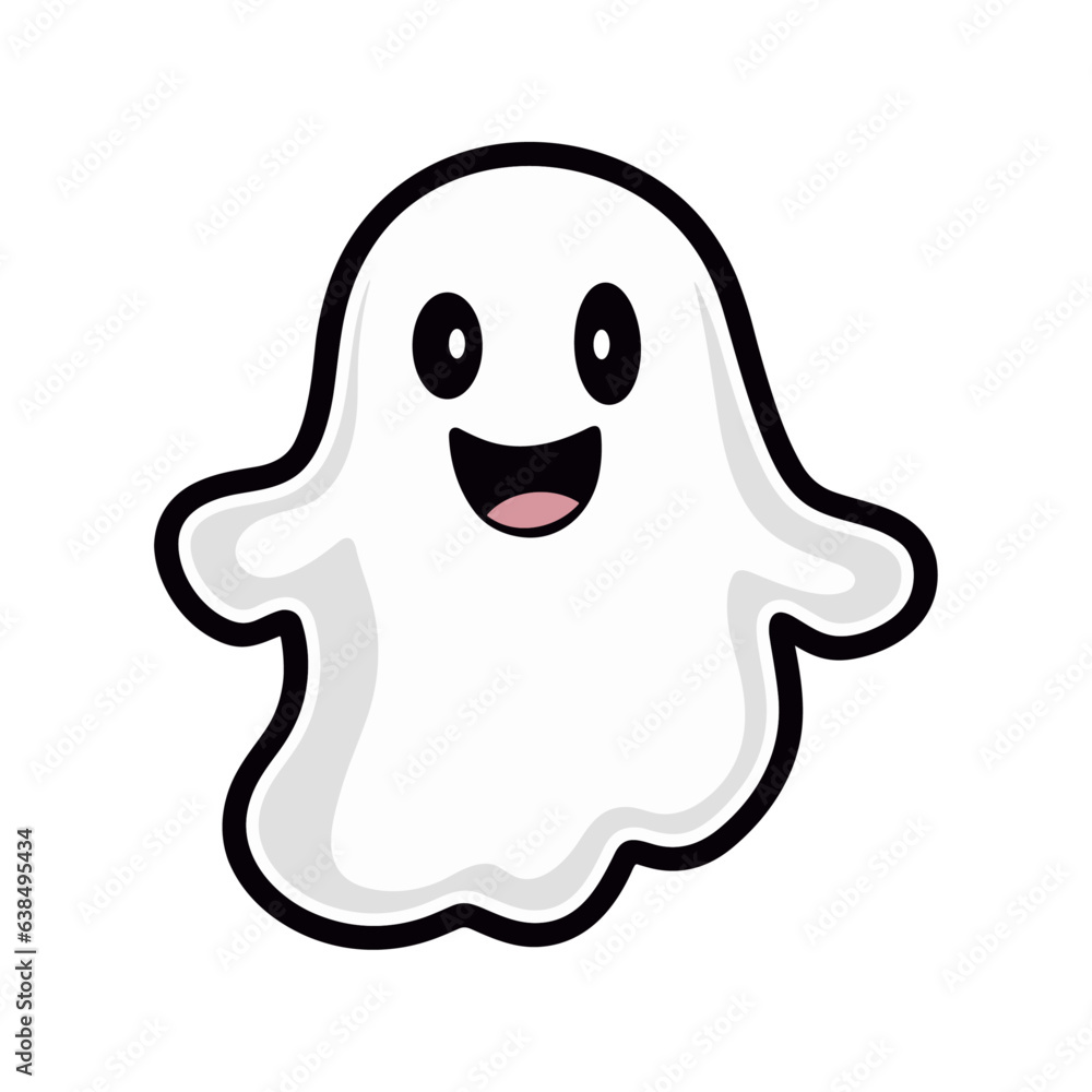 Vector Ghost illustration sticker isolated on white, Halloween party ghost design Happy halloween cute cartoon ghosts character trendy flat design kawaii boo Vector Ghost illustration sticker isolated on white, Halloween party ghost design Happy halloween cute cartoon ghosts character trendy flat design kawaii boo