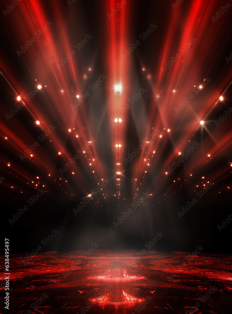 Ai generative Backdrop With Illumination Of Red Spotlights For Flyers realistic image ultra hd high design