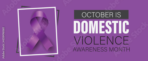 Domestic violence awareness month banner. Observed annually in October. Vector poster.