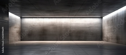 Empty concrete room with ceiling lighting illustration © HN Works