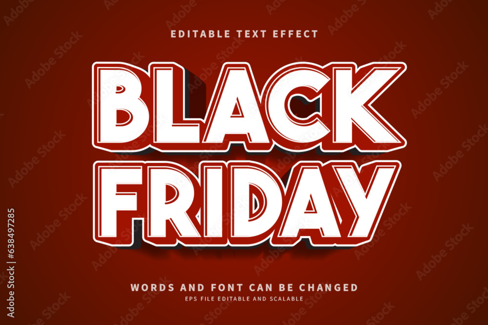Black Friday Text Effect Red 3D