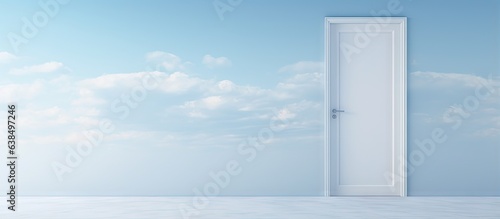 New plastic door in room with sky