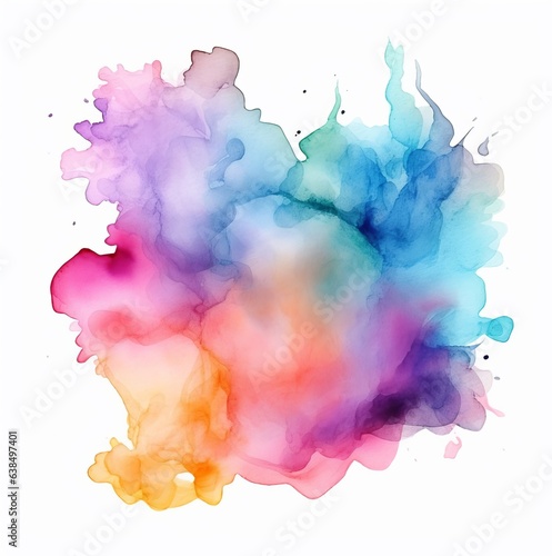 Colorful watercolor stain isolated on a white background AI
