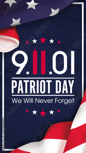 National Day of Prayer and Remembrance for the Victims of the Terrorist Attacks on 09.11.2001. Vertical vector banner design 