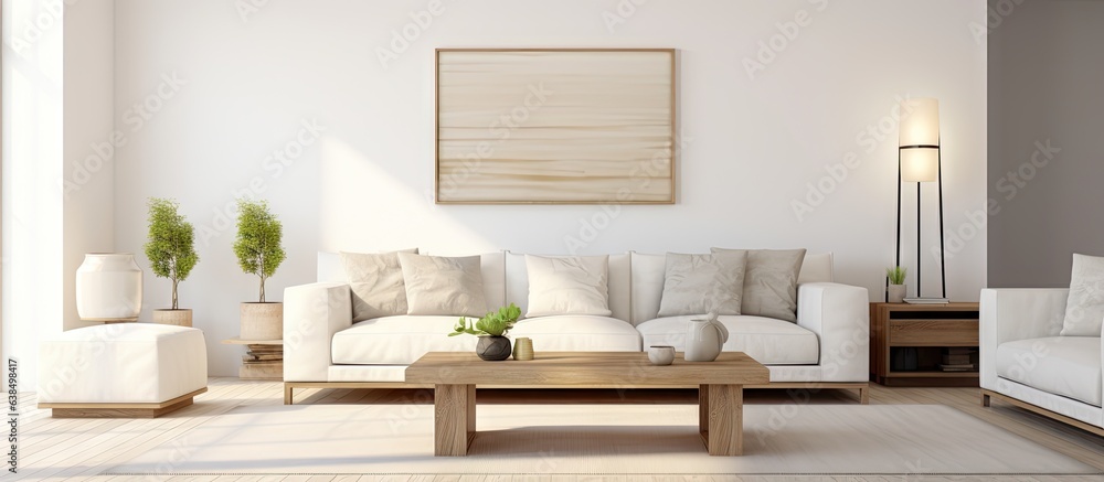 Obraz premium Modern furniture in white illustration of living room interior design