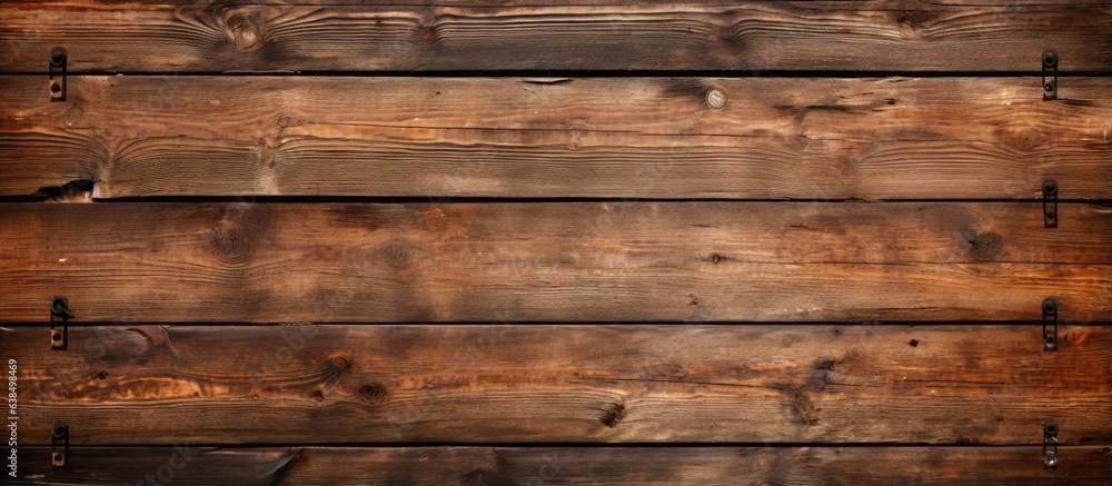 Fototapeta premium Wooden boards fastened with screws and showing signs of age