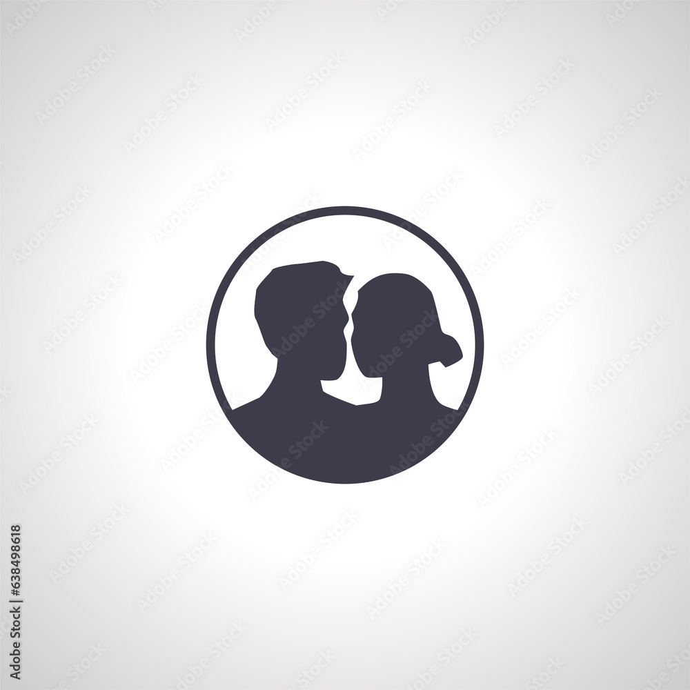 love Couple Icon. head silhouette of love Couple in circle love Couple Icon. head silhouette of love Couple in circle