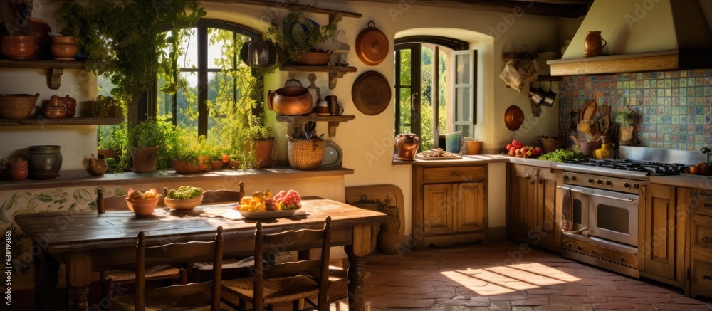A kitchen in a farmhouse in Tuscany