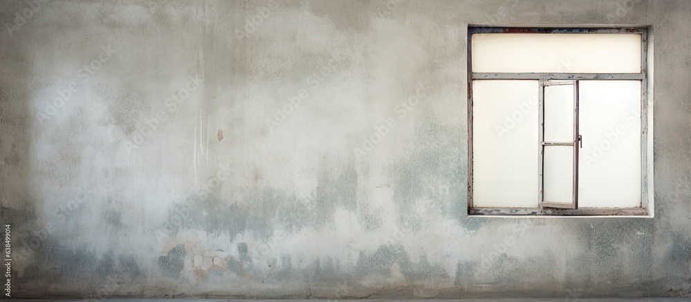 Fototapeta premium Placing a plastic window on an aged concrete wall
