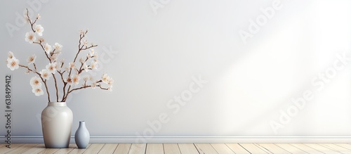 Scandinavian interior design illustration of a flower in a white room