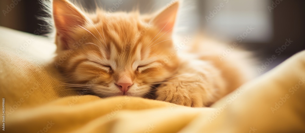 Photo of a drowsy and playful orange fluffy kitten that just woke up Photo of a drowsy and playful orange fluffy kitten that just woke up