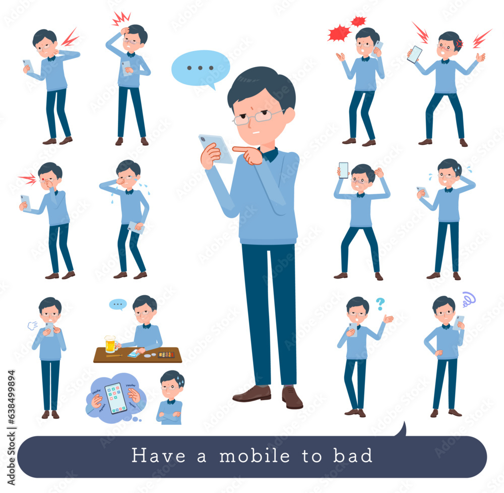 スマホを使って不幸せなお父さんのセット スマホを使って不幸せなお父さんのセット