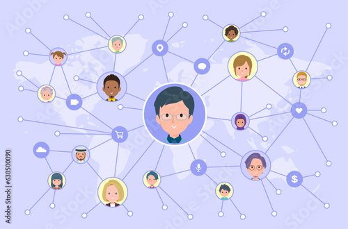 ソーシャルメディアで情報を発信しているお父さんのセット