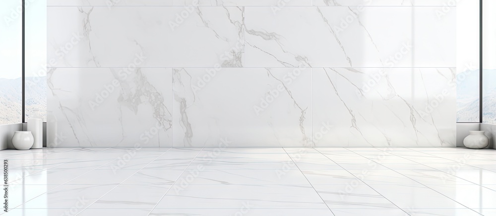 of pristine ceramic tile on white marble floor