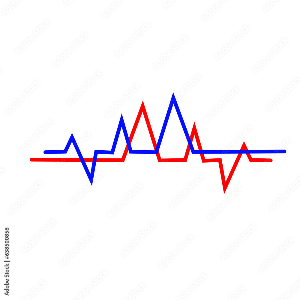 Illustration Up and down red and blue statistics lines