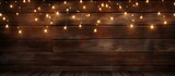 Festive lights on wooden backdrop