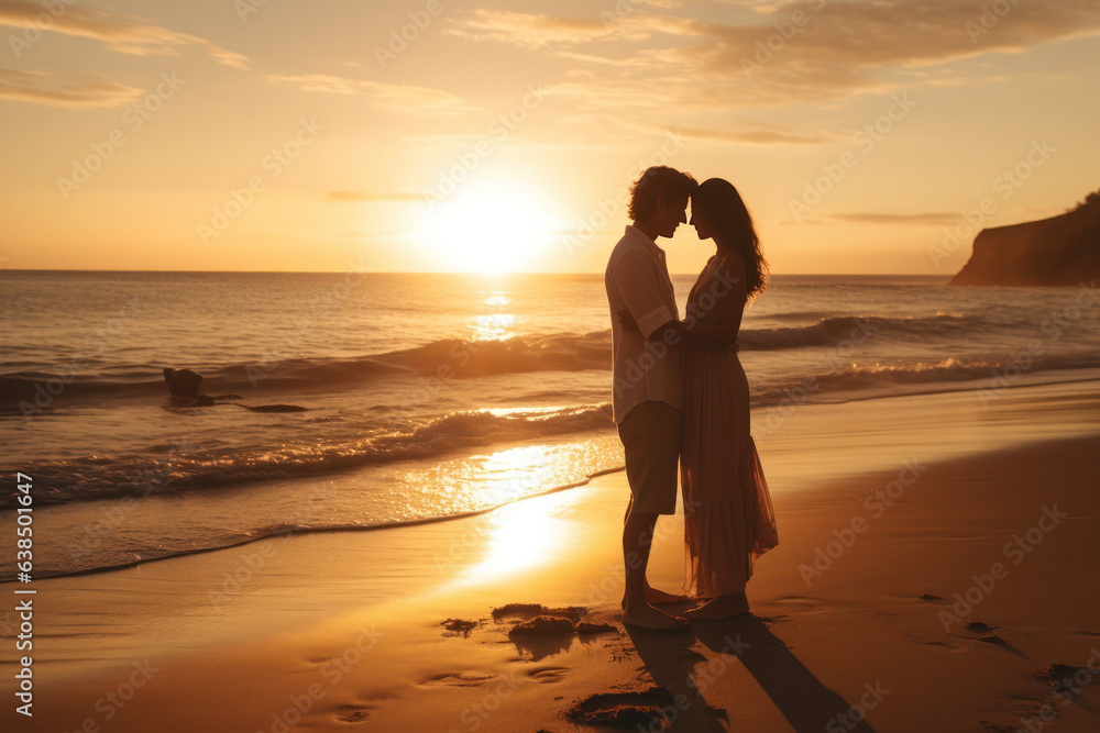 Embracing Couple on Secluded Beach