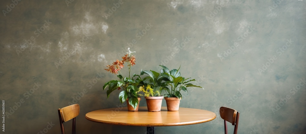Plants in pots on cafe table