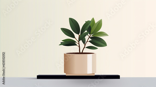 Desk Plant  A small potted plant on a desk  adding a touch of greenery to the workspace