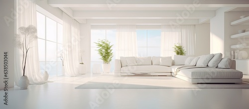 The apartment s undecorated white interior