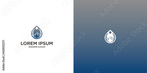 eagle and water drop logo design vector illustration template