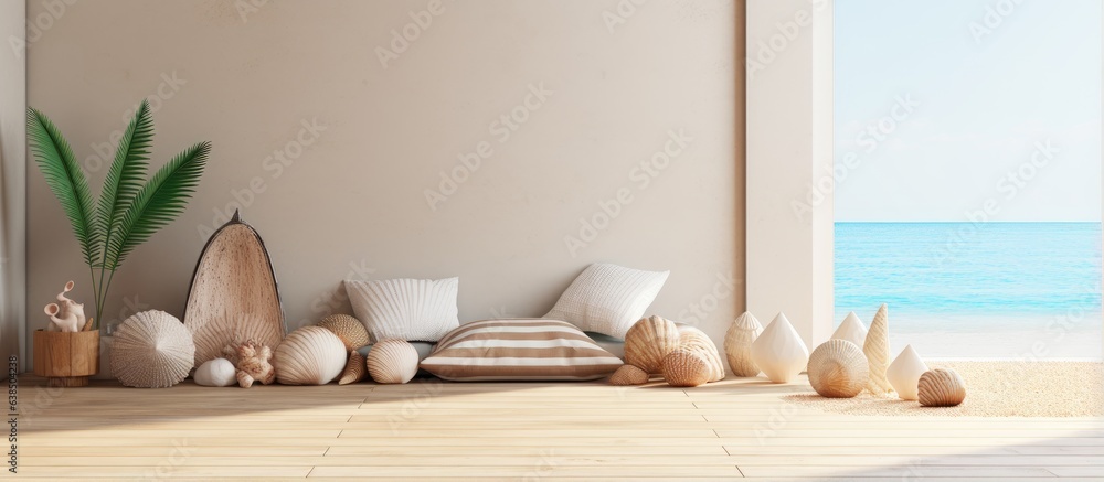 Seashells decorate the room s interior Seashells decorate the room s interior