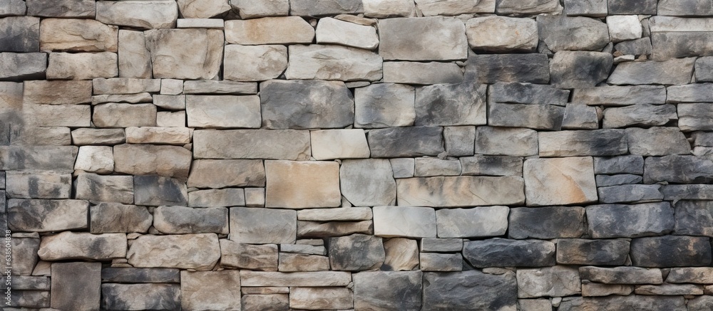 Horizontal architecture backdrop wallpaper with grunge stone wall texture