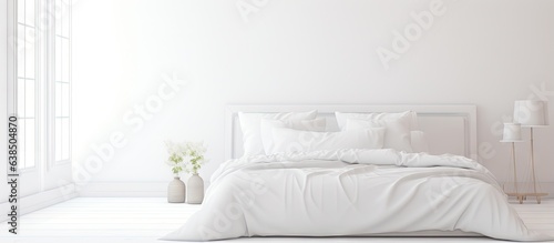 White bed in the bedroom dressed in white