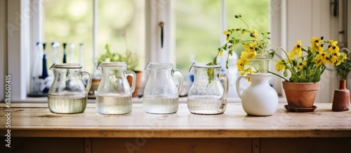Swedish kitchen housing pitchers and glass jars