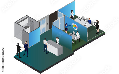 Isometric view of a meeting room,office space