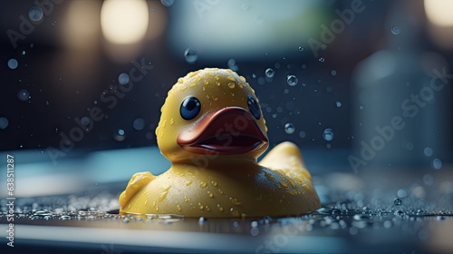 Illustration of cute and relaxing duck toys photo