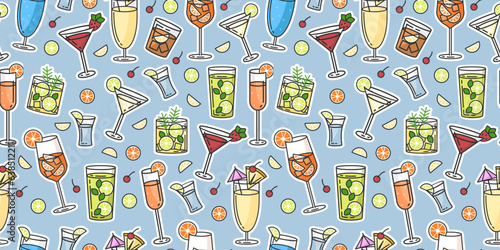 vector illustration alcohol icons.alcohol pattern