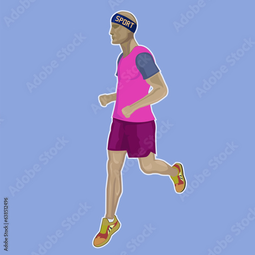 Sport man, fitness runner vector graphic