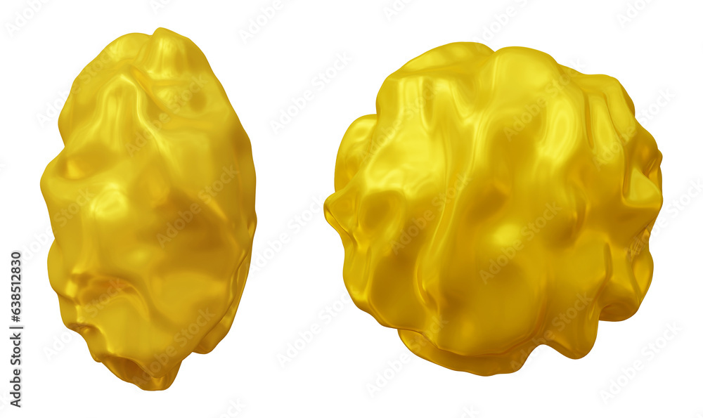 Set of golden shapes design in 3d rendering isolated on transparent background. Set of golden shapes design in 3d rendering isolated on transparent background.