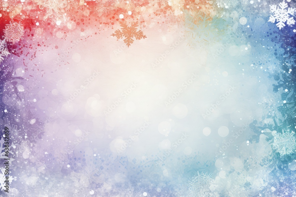 New Year multicolored banner mockup with snowflakes and blank space for product placement or promotional text. New Year multicolored banner mockup with snowflakes and blank space for product placement or promotional text.
