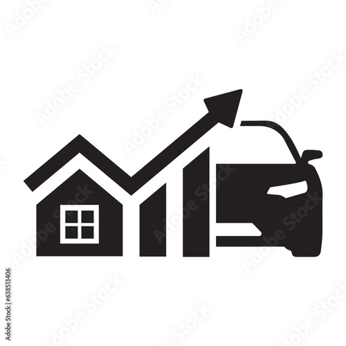 Car running costs icon. Cost of living. Price growth. Vector icon isolated on white background.