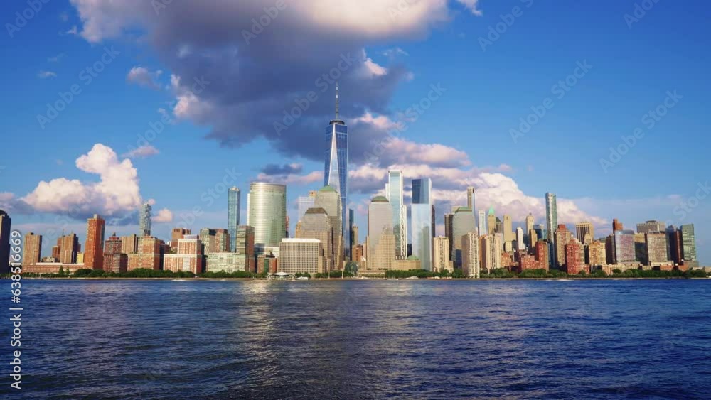 Manhattan New York Cityscape NYC. New York Manhattan time laps at dusk. Sunset in New York Lower Manhattan Financial District Hudson River. From New york with love Manhattan New York Cityscape NYC. New York Manhattan time laps at dusk. Sunset in New York Lower Manhattan Financial District Hudson River. From New york with love