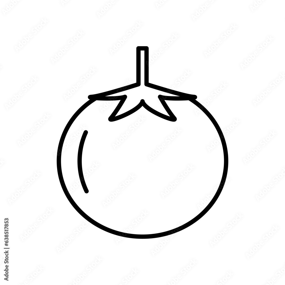 Tomato line icon, outline vector sign on white background Tomato line icon, outline vector sign on white background