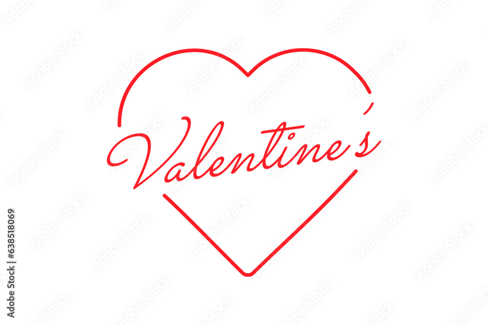 Valentine's Word Inside Heart on white background. Vector Illustration. EPS 10
