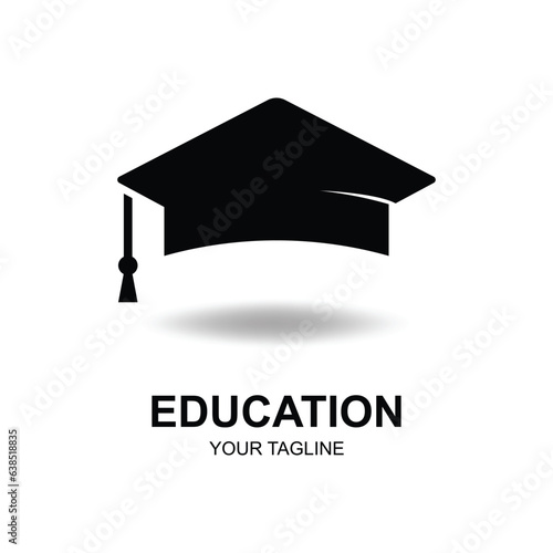 Education logo design with bachelor cap and book concept with creative idea