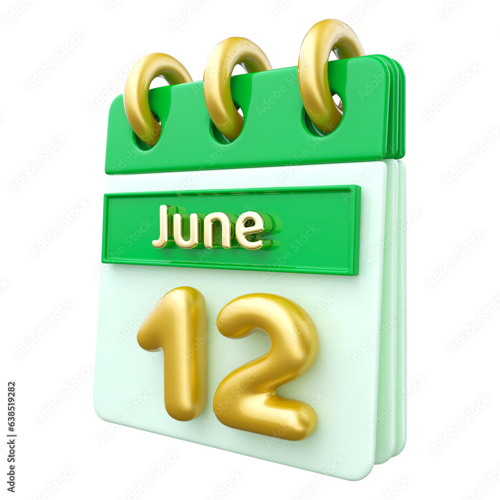 12 June - Icon 3D Calendar Render 12 June - Icon 3D Calendar Render