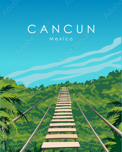 Cancun Mexico travel poster.