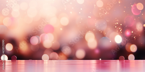 Wallpaper Mural Pink Table Counter Top, Podium Pedestal, Abstract Living Room Space Background in Interior. Showcase Your Modern and Stylish Products. Product Mock up Display, Back Drop, Sparkly Bokeh. Generative AI. Torontodigital.ca