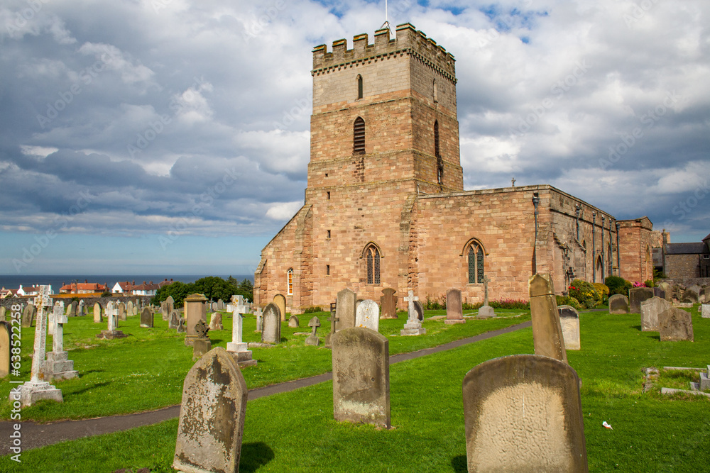 St Aidan's Church and graveyard in Bamburgh