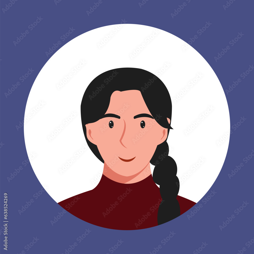 Circle the avatar with the portrait women of various races and hairstyles. Collection of user profiles. Round icon with happy smiling human. Colorful flat vector illustration. Circle the avatar with the portrait women of various races and hairstyles. Collection of user profiles. Round icon with happy smiling human. Colorful flat vector illustration.