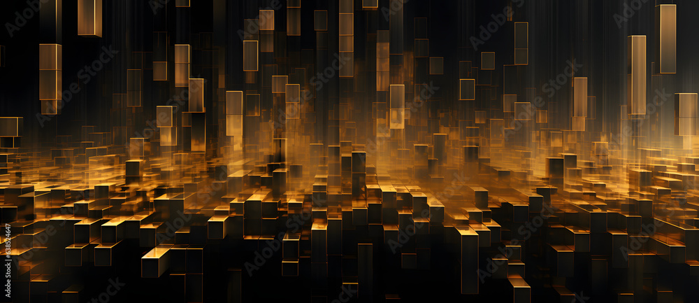 an image of a glowing abstract city with square buildings