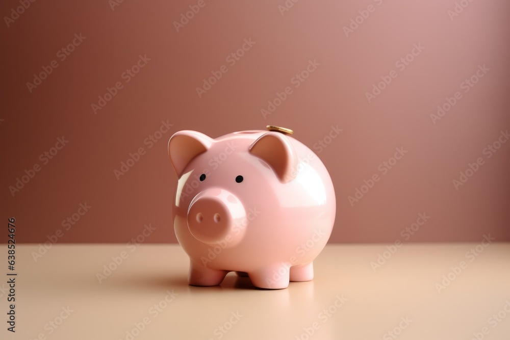 a pink piggy bank on a table a pink piggy bank on a table