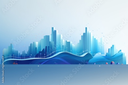 a vibrant city skyline with waves crashing in the foreground