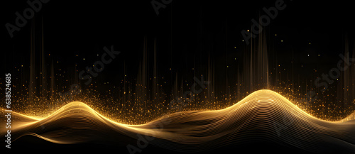 a dark background with yellow waves