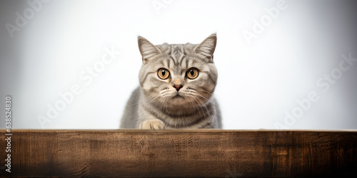 Adorable Silver Tabby British Shorthair Cat Isolated on White Background